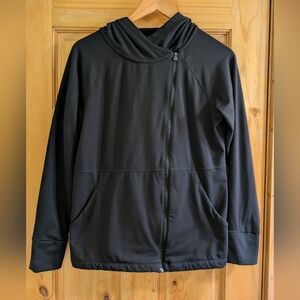 Apana Black Athletic  Workout Zip-Up Hoodie With Side Pockets Size Medium